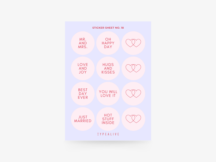 Sticker sheet No. 18 "for the wedding"