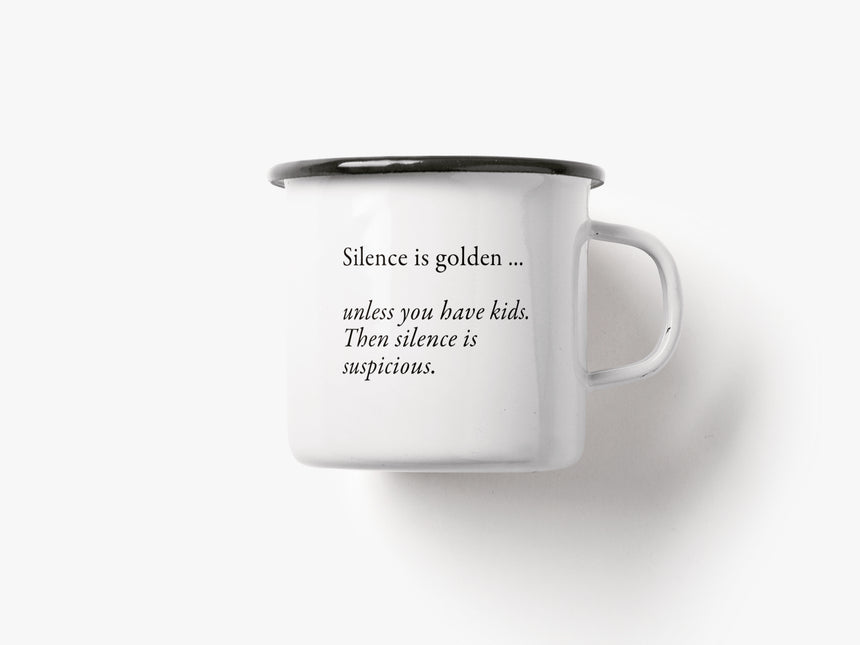 Tasse aus Emaille / Silence