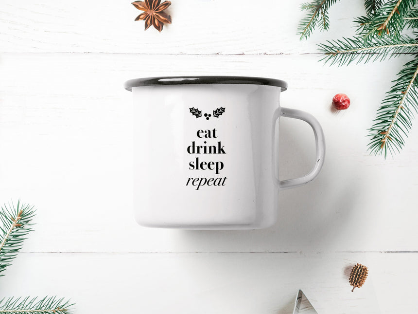 Tasse aus Emaille / Eat Drink Sleep