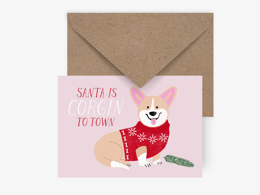 Postkarte / Corgin To Town