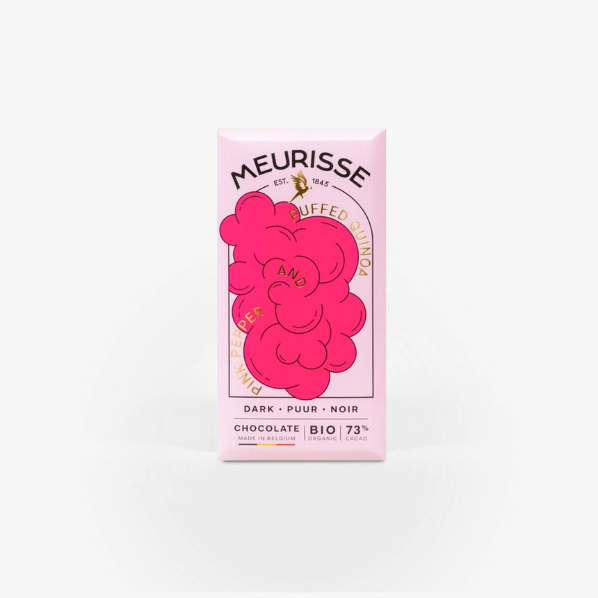 Meurisse - Zartbitterschokolade mit Puffquinoa und rosa Pfeffer
