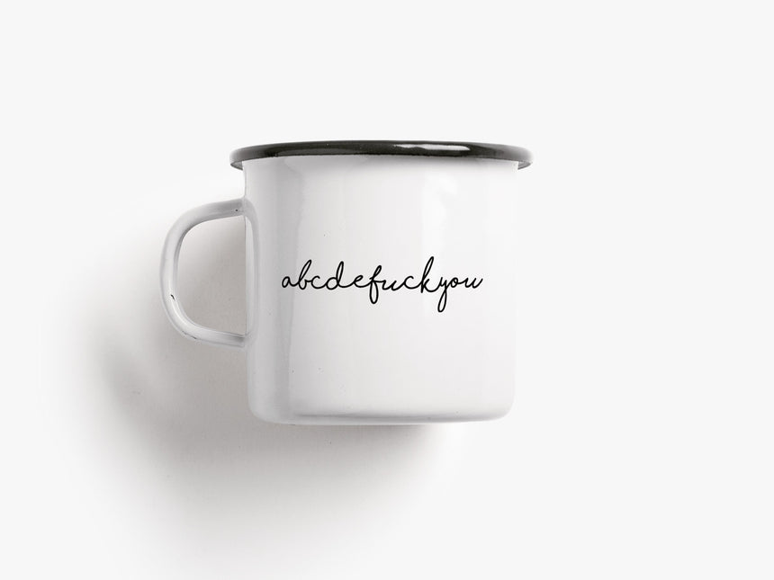 Tasse aus Emaille / Abcdefuckyou