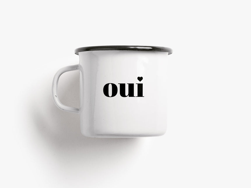 Tasse aus Emaille / Oui Non