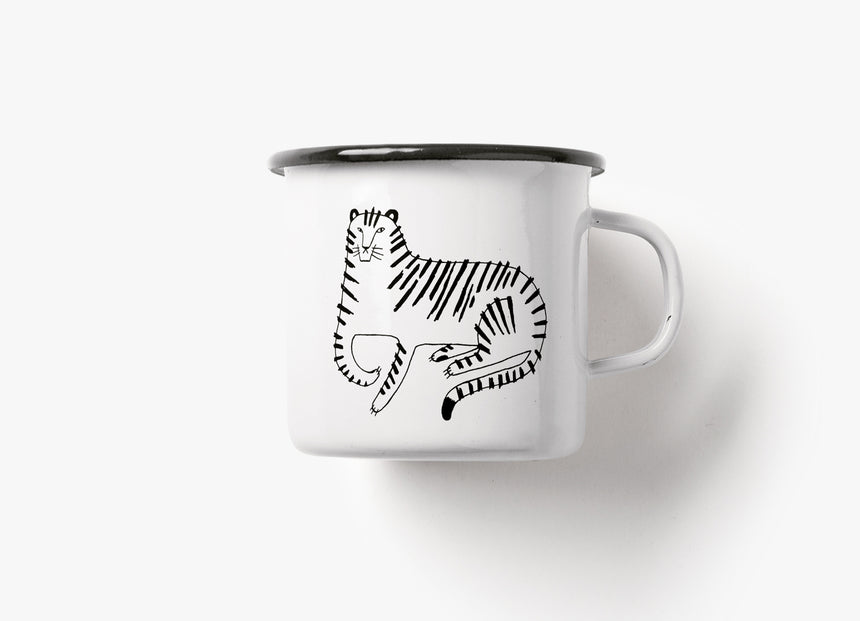 Tasse aus Emaille / Tiger