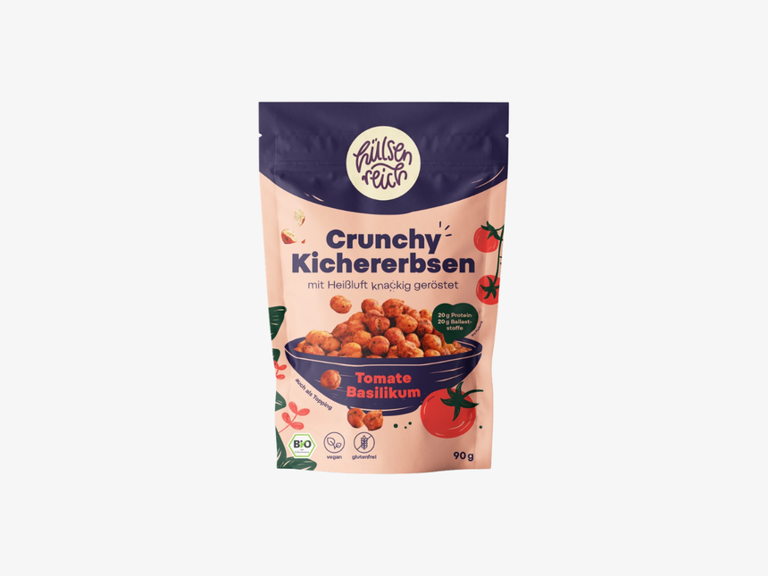 Hülsenreich – Crunchy Kichererbsen “Tomate-Basilikum”