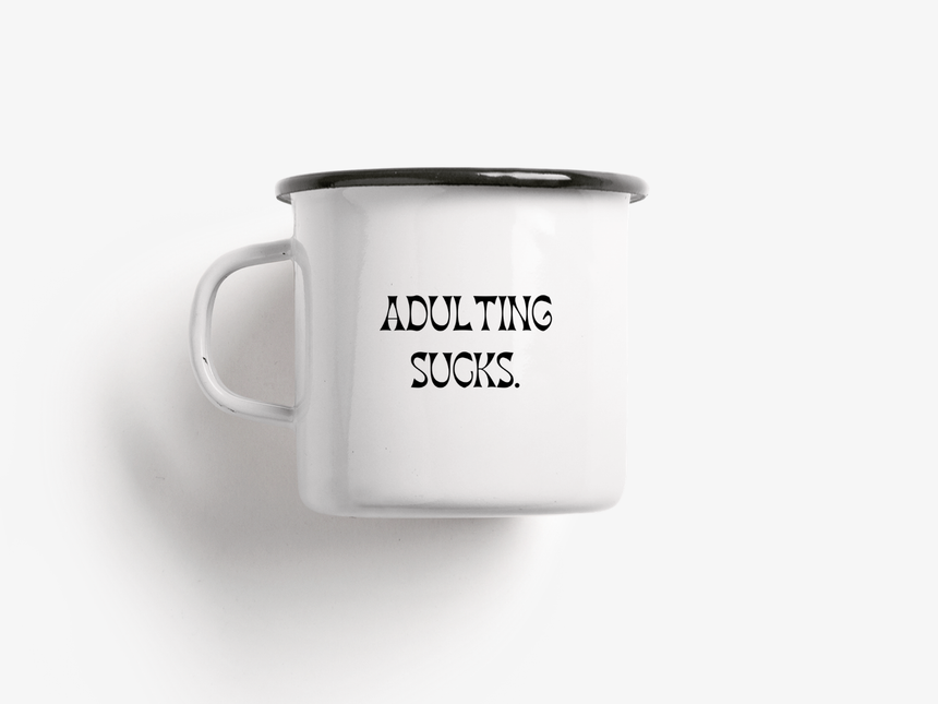Tasse aus Emaille / Adulting