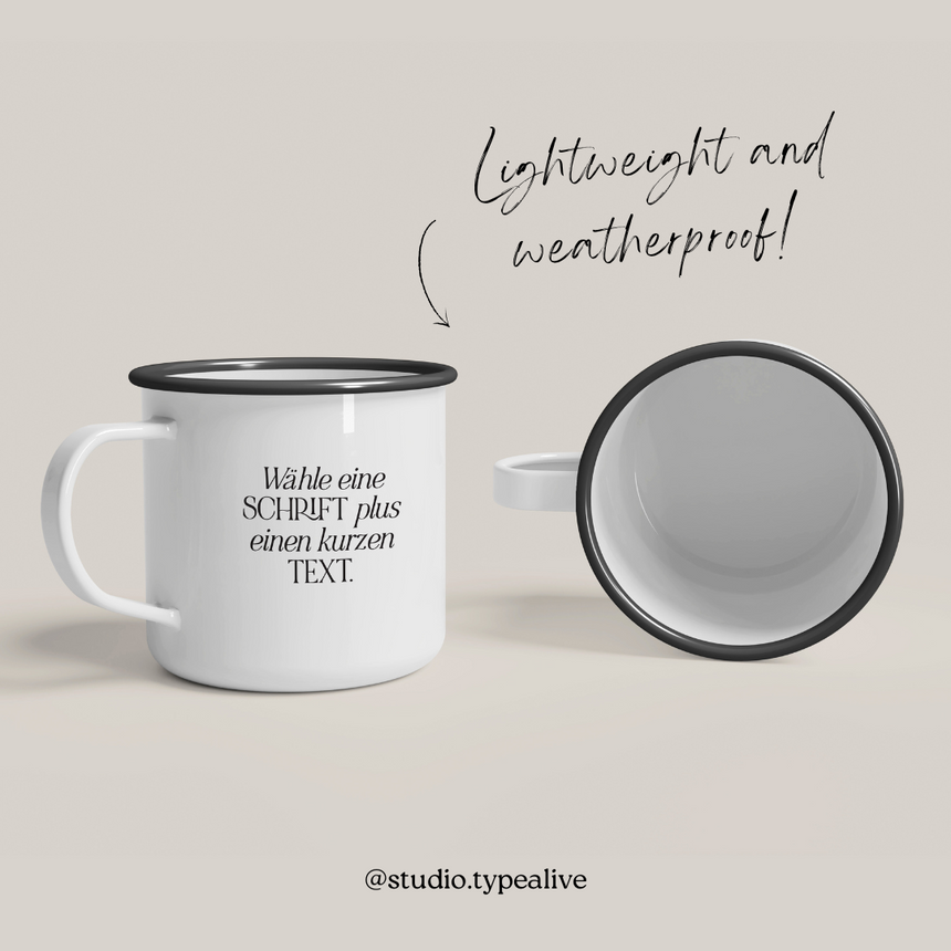 Tasse aus Emaille / personalisierbar – das perfekte Geschenk für jeden Anlass