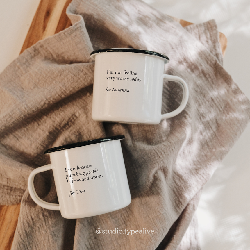 Tasse aus Emaille / personalisierbar – das perfekte Geschenk für jeden Anlass