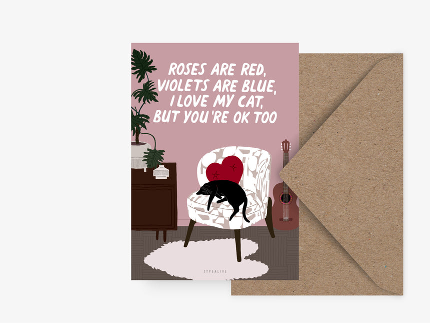 Postkarte / Petisfaction "Cats" Roses Are Red