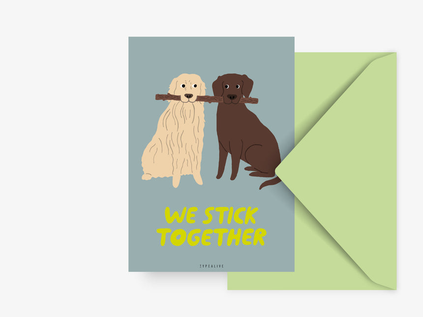 Postcard / Petisfaction "Dogs" Stick Together