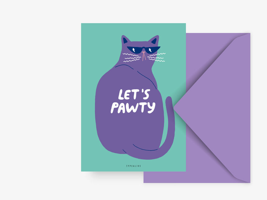 Postkarte / Let's Pawty