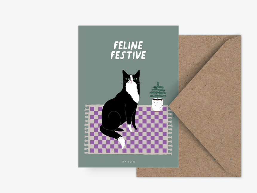 Postcard / Petisfaction "Cats" Feline Festive
