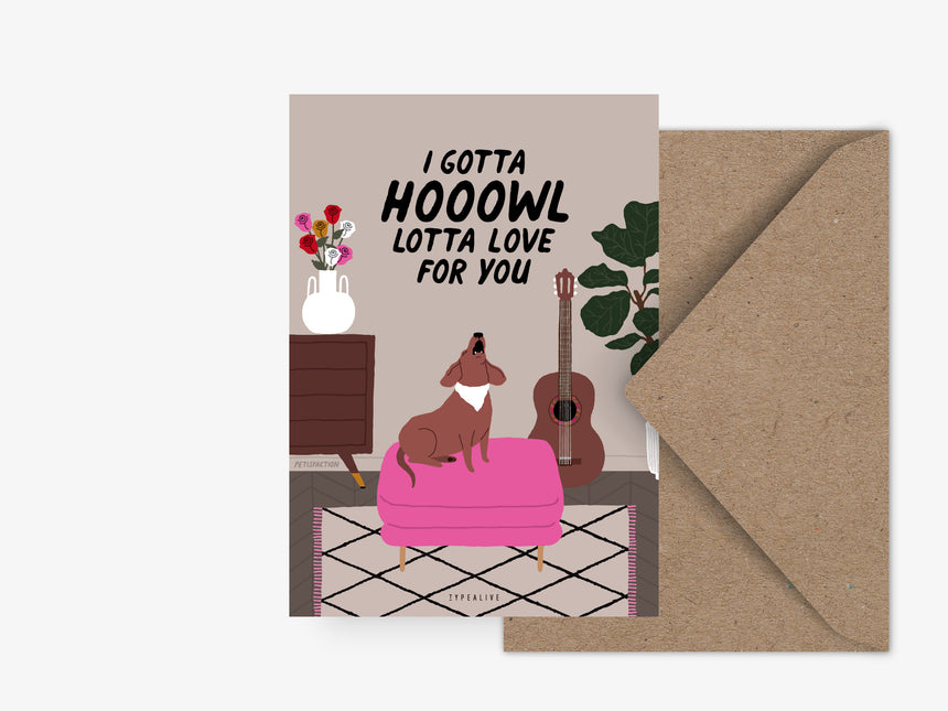 Postcard / Petisfaction "Dogs" Hooowl Lotta Love