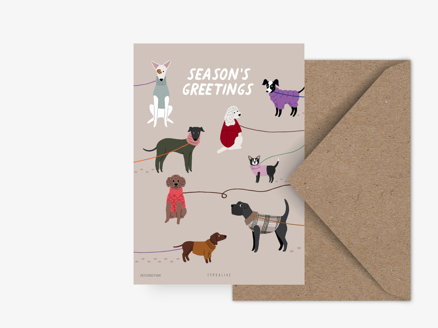 Postcard / Petisfaction "Dogs" Seasons Greetings